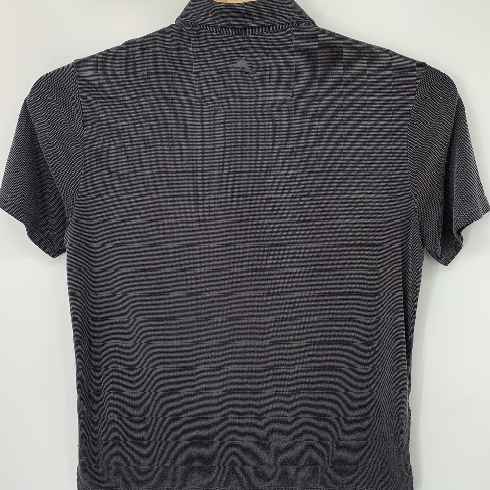 Tommy Bahama Polo Shirt Mens Large Gray Tencel Modal Short Sleeve Micro Pattern - Picture 3 of 6